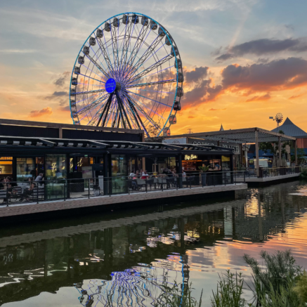 Shopping promenade sunset